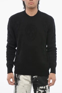 Online Maglia Girocollo SKULL in Cotone Jacquard Uomo Maglieria