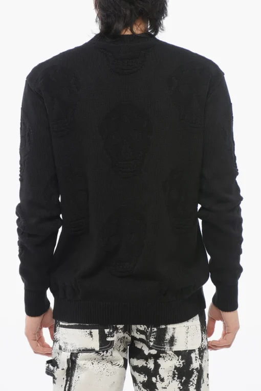 Online Maglia Girocollo SKULL in Cotone Jacquard Uomo Maglieria
