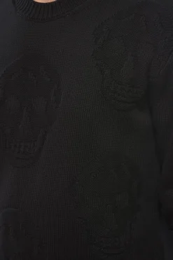 Online Maglia Girocollo SKULL in Cotone Jacquard Uomo Maglieria