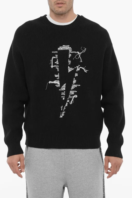 Maglia Girocollo STITCHED BOLT in Misto Cotone>Neil Barrett Sale