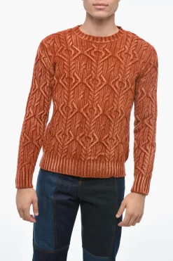 Maglia Girocollo TRECCIA in Lana Vergine Aran>Altea Outlet
