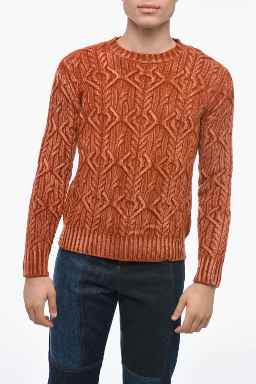 Maglia Girocollo TRECCIA in Lana Vergine Aran>Altea Outlet