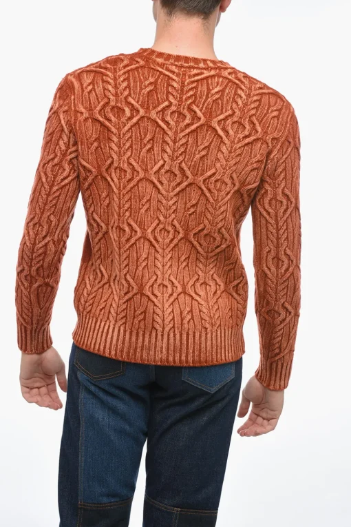 Maglia Girocollo TRECCIA in Lana Vergine Aran>Altea Outlet