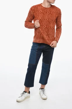 Maglia Girocollo TRECCIA in Lana Vergine Aran></noscript>Altea Outlet