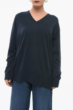 Maglia in Cotone con Collo a V>Aspesi New