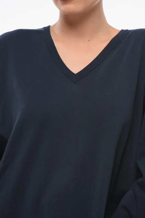 Maglia in Cotone con Collo a V>Aspesi New