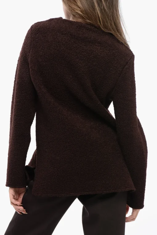 Best Maglia in Lana Bouclé con Collo a Barca Donna Maglieria