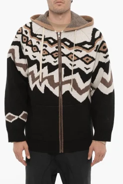 Discount Maglia In Lana Boxy Fit con Cappuccio Uomo Maglieria