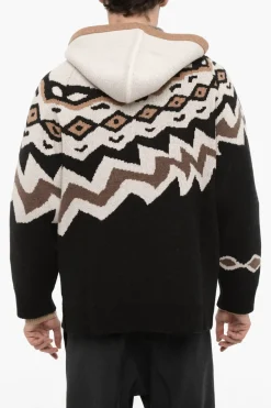 Discount Maglia In Lana Boxy Fit con Cappuccio Uomo Maglieria