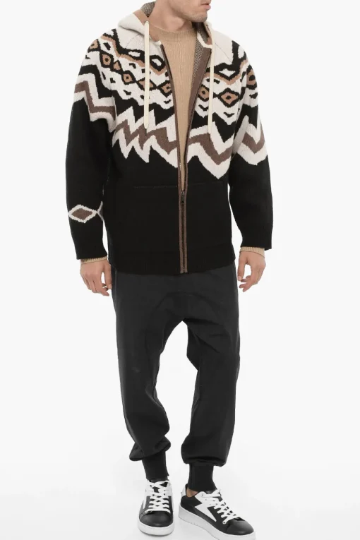 Discount Maglia In Lana Boxy Fit con Cappuccio Uomo Maglieria