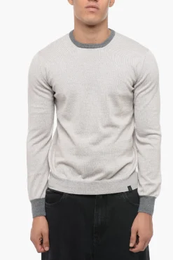 Online Maglia in Lana Vergine con Bordi e Toppe a Contrasto Uomo Maglieria