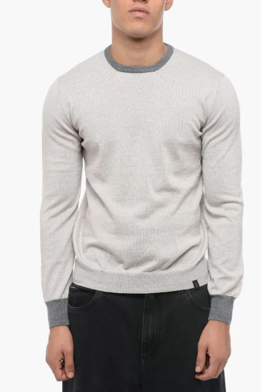 Online Maglia in Lana Vergine con Bordi e Toppe a Contrasto Uomo Maglieria