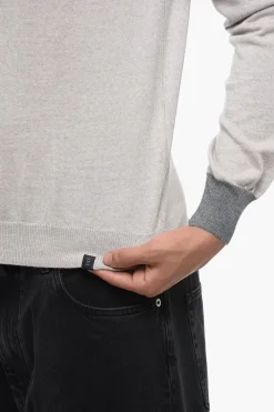 Online Maglia in Lana Vergine con Bordi e Toppe a Contrasto Uomo Maglieria
