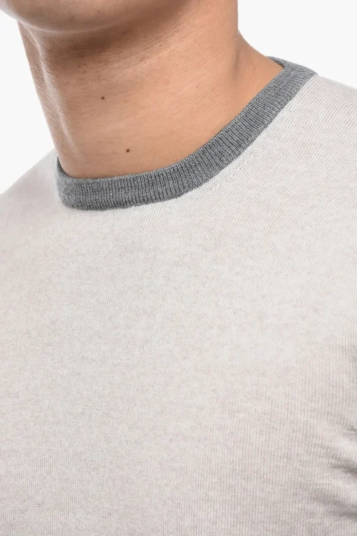 Online Maglia in Lana Vergine con Bordi e Toppe a Contrasto Uomo Maglieria