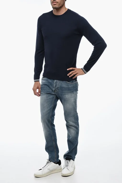 Maglia in Lana Vergine con Polsini a Righe>Peserico Hot