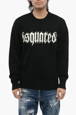 Maglia in Misto Alpaca con Logo a Contrasto>Dsquared2 Outlet