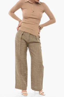 Sale Maglia in Misto Cashmere a Costine con Collo a Polo Donna Maglieria
