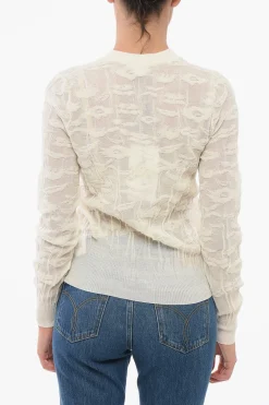 Maglia in Misto Cotone Jacquard con Collo Abbottonato>Bottega Veneta Best
