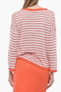 Maglia in Misto Lino a Righe con Scollo a V>Whyci Online