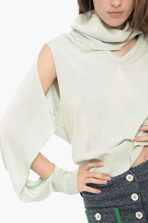 New Maglia in Seta con Dettaglio Cut-Out e Collo Removibile Donna Maglieria
