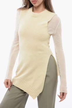 Maglia Lunga in Lana con Asimmetria>Jil Sander Discount