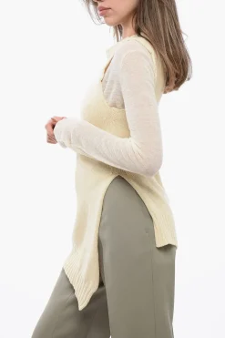 Maglia Lunga in Lana con Asimmetria>Jil Sander Discount