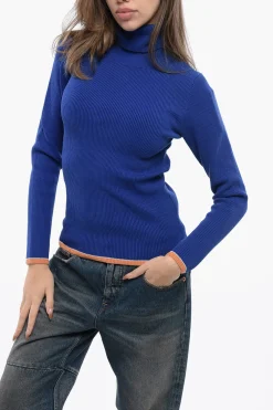 Sale Maglia M-ARIBELLENEW Collo Alto a Costine In Misto Cotone Donna Maglieria