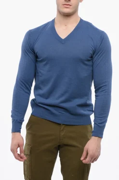 Online Maglia Scollo a V in Misto Lino Uomo Maglieria