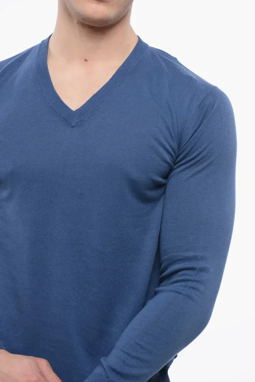 Online Maglia Scollo a V in Misto Lino Uomo Maglieria