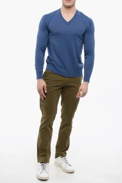 Online Maglia Scollo a V in Misto Lino Uomo Maglieria