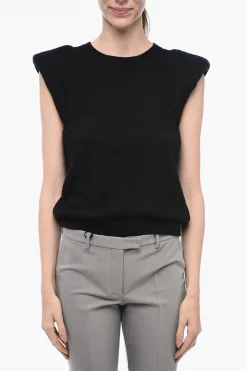 Clearance Maglia Smanicata con Spalline Imbottite Donna Maglieria