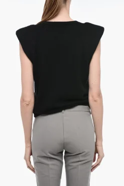 Clearance Maglia Smanicata con Spalline Imbottite Donna Maglieria