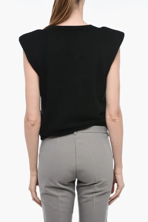 Clearance Maglia Smanicata con Spalline Imbottite Donna Maglieria
