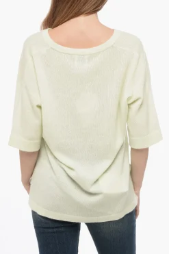 Online Maglia Split-Neck in Cashmere a Maniche Corte Donna Maglieria