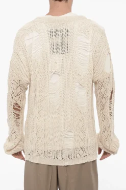 Maglia Traforata Effetto Distressed con Scollo a V>RAMAEL Clearance
