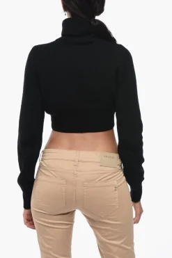 Best Maglione A Collo Alto ALL ROADS Cropped Ricamato Donna Maglieria