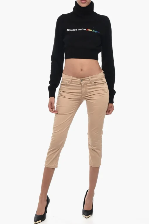 Best Maglione A Collo Alto ALL ROADS Cropped Ricamato Donna Maglieria