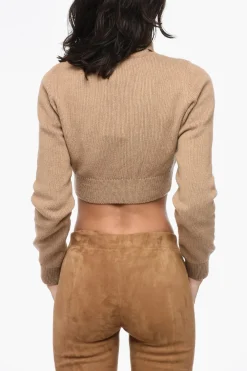 Maglione A Collo Alto SUNSET Cropped Ricamato>Palm Angels New