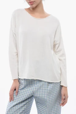 New Maglione Girocollo In Lana Merino Drop Shoulder Donna Maglieria