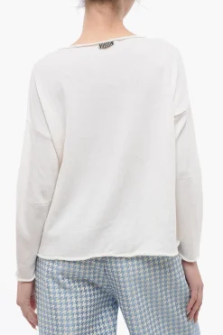 New Maglione Girocollo In Lana Merino Drop Shoulder Donna Maglieria