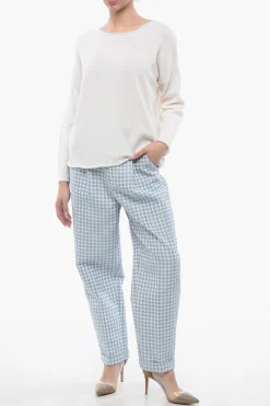 New Maglione Girocollo In Lana Merino Drop Shoulder Donna Maglieria
