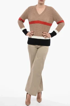 Discount Maglione In Misto Cashmere Con Collo A V Donna Maglieria
