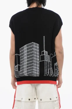 Maglione Smanicato SKYLINE Ricamato>Off-White Online