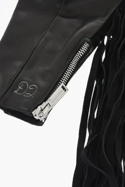 Manicotti in Pelle con Frange e Zip>Dsquared2 Outlet