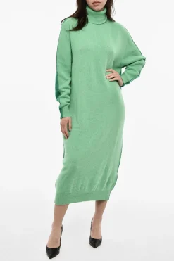 Discount Maxi Abito in Lana e Cashmere a Collo ALto Donna Vestiti