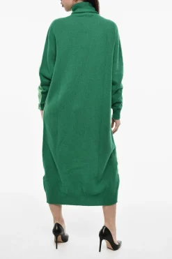 Discount Maxi Abito in Lana e Cashmere a Collo ALto Donna Vestiti