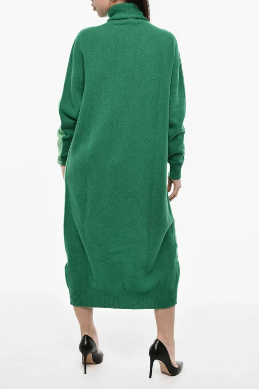 Discount Maxi Abito in Lana e Cashmere a Collo ALto Donna Vestiti
