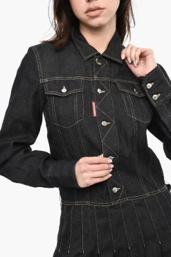 Maxi Abito Svasato in Denim Con Bottoni Logati></noscript>Dsquared2 New