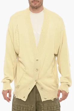 Hot Maxi Cardigan Distressed in Cotone Uomo Maglieria