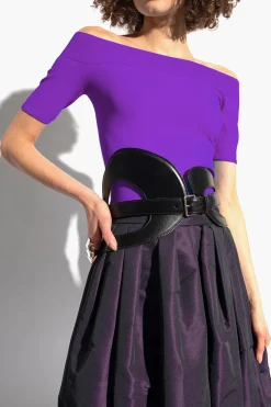 Maxi Cintura In Pelle con Dettagli Cut Out 190mm>Alexander McQueen Outlet